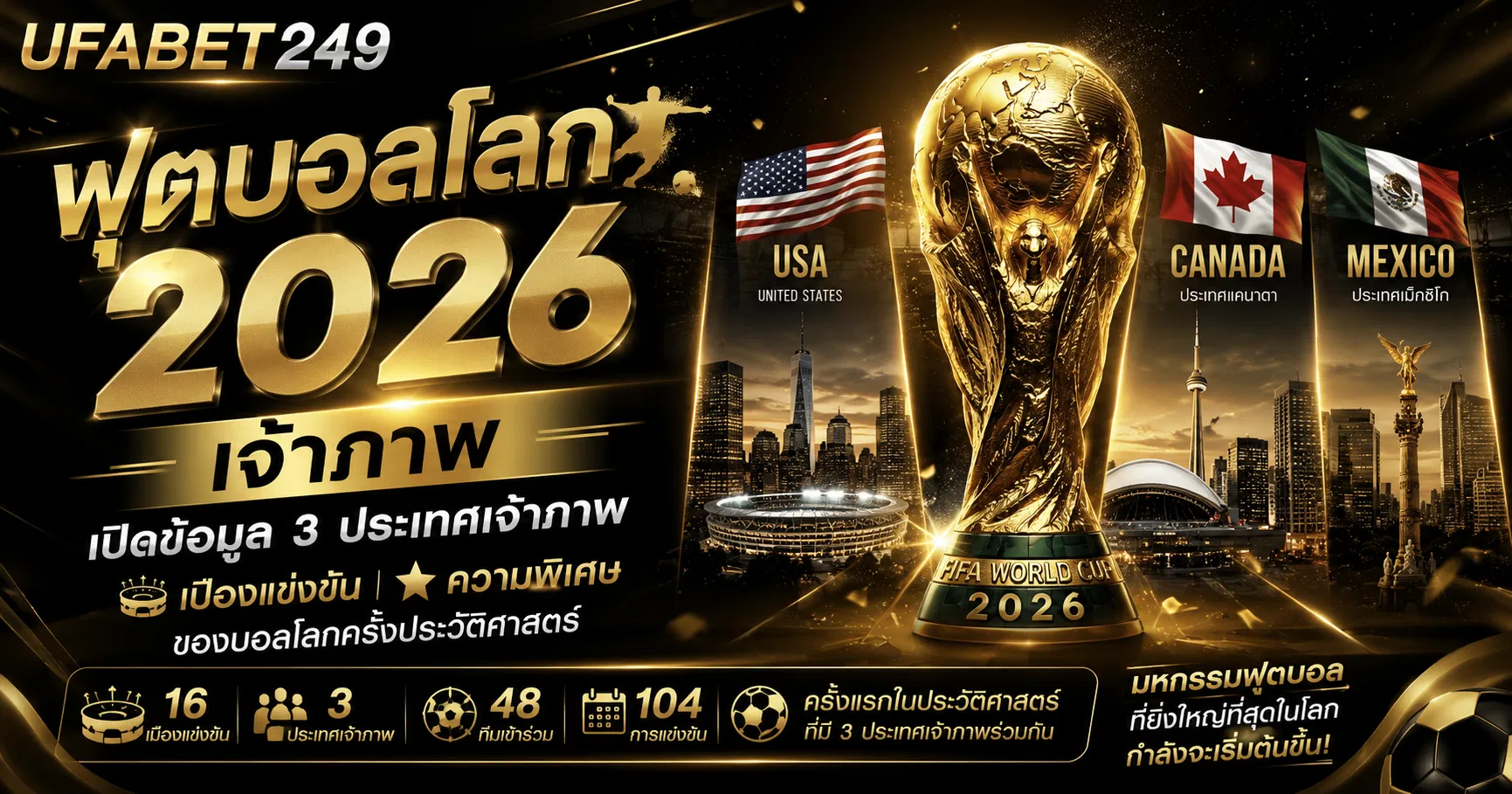 ฟุตบอลโลก 2026 เจ้าภาพ เปิดข้อมูล 3 ประเทศเจ้าภาพ